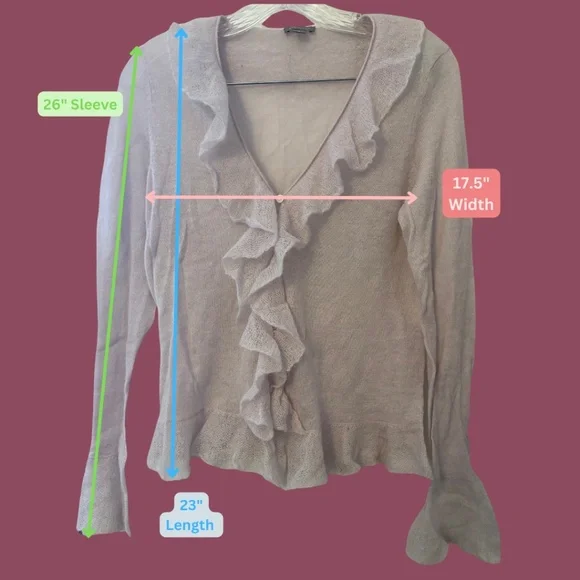 ⭐️ Ann Taylor Whimsy Ruffle Cardigan in Pink - Size Medium - Pre-Loved - Picture 2 of 10